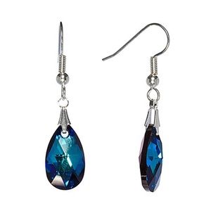 Blue Swarovski Crystal Teardrop Earrings